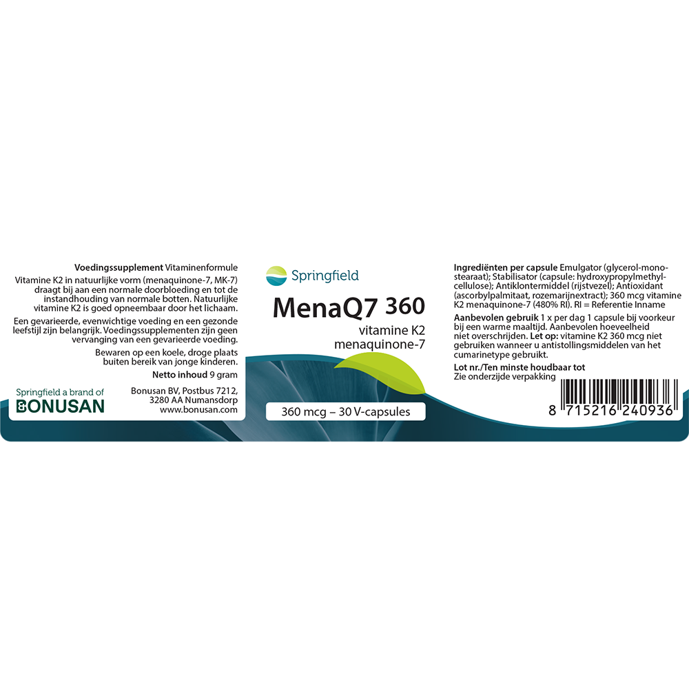 MenaQ7 360 vitamine K2 360 mcg 30 V-caps.