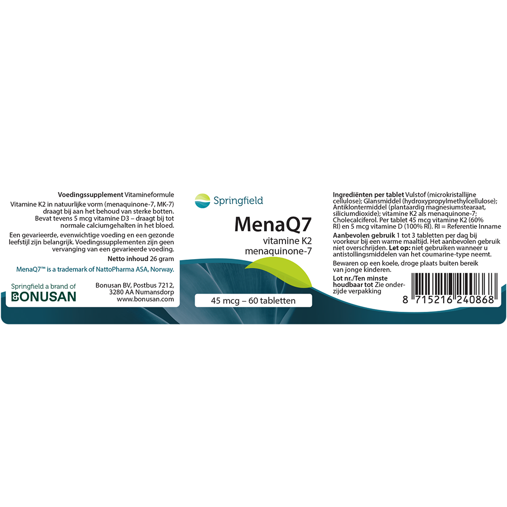 MenaQ7 Vitamine K2 45 mcg 60 tabl.