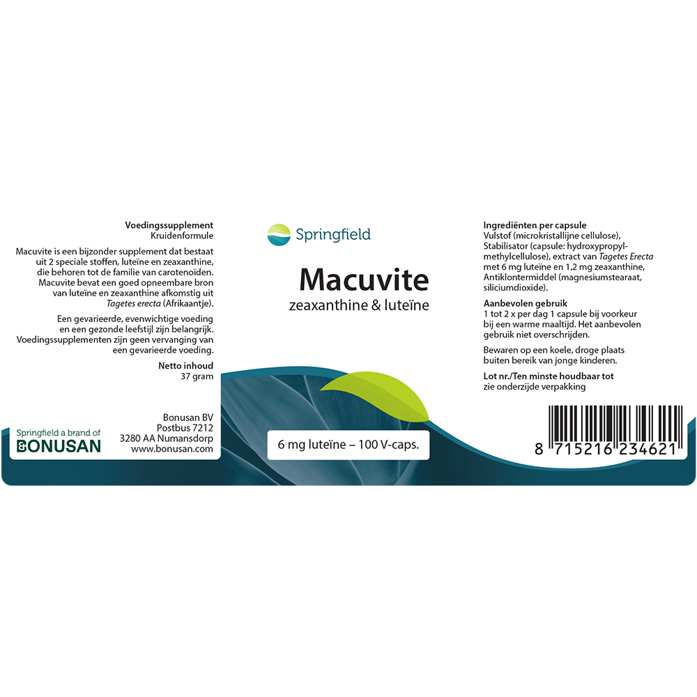 Macuvite luteïne 6 mg/zeaxanthine 1,2 mg 100 V-caps.