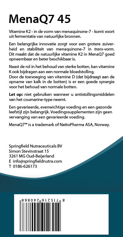 MenaQ7 Vitamine K2 45 mcg 60 tabl.