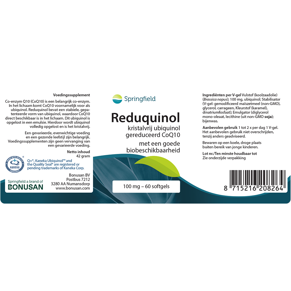 Reduquinol Q10 ubiquinol 100 mg 60 softgels in potje