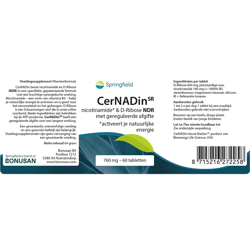 CerNADin SR nicotinamide & D-ribose 760 mg 60 tabl.